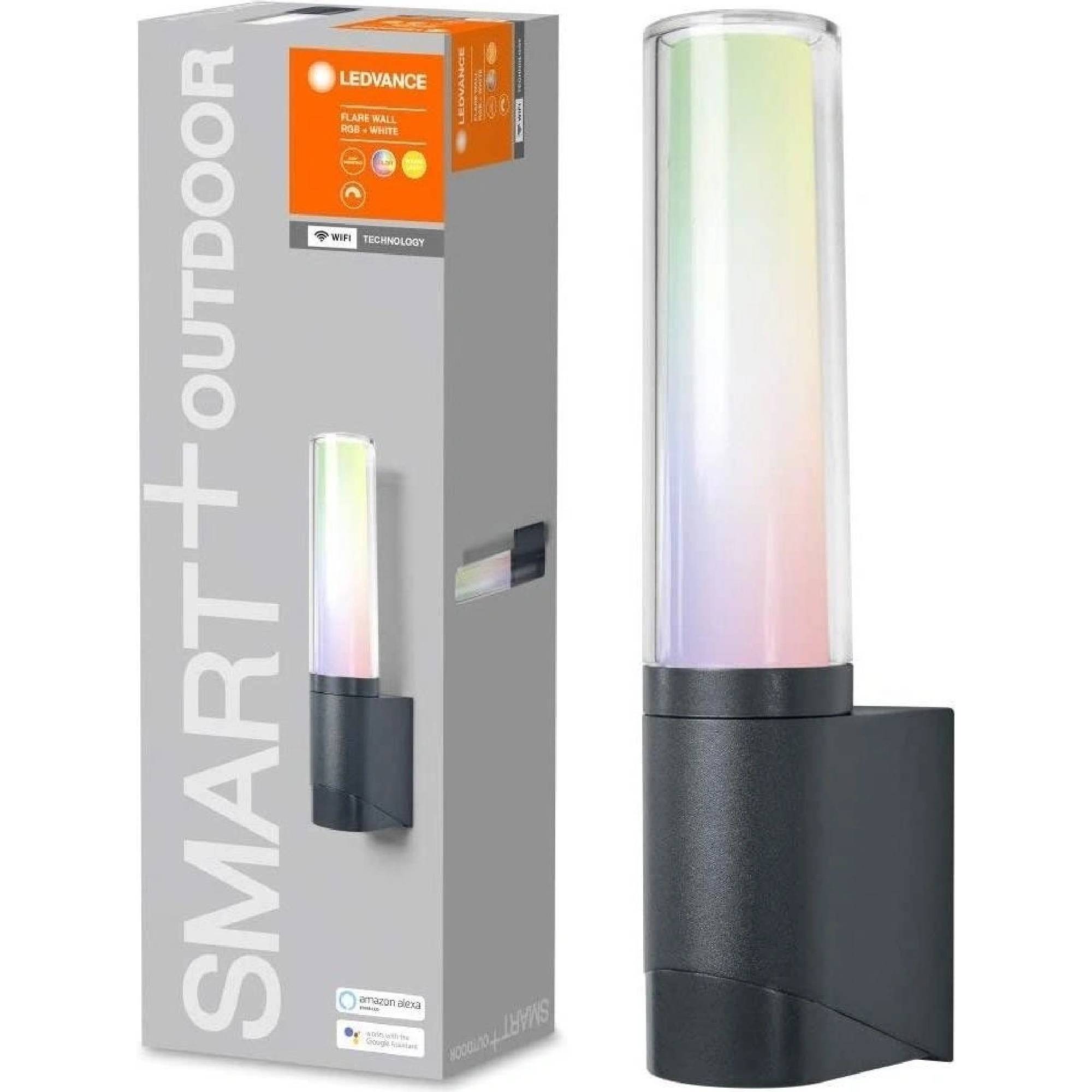 LEDVANCE SMART+ WIFI FLARE Wall RGBW LED Außenwandleuchte dunkelgrau – 7,5 W, IP44, dimmbar