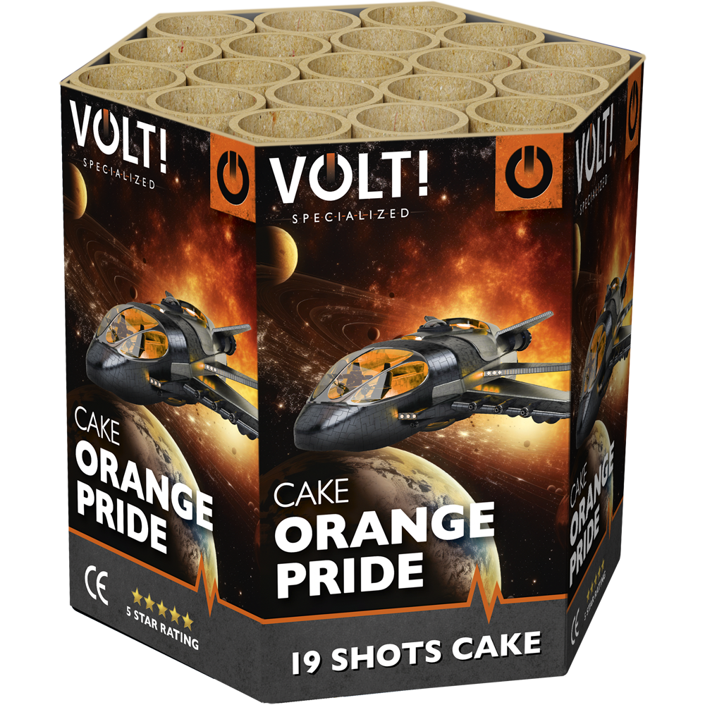 Feuerwerk Orange Pride Premium-Batterie, 19 Schuss