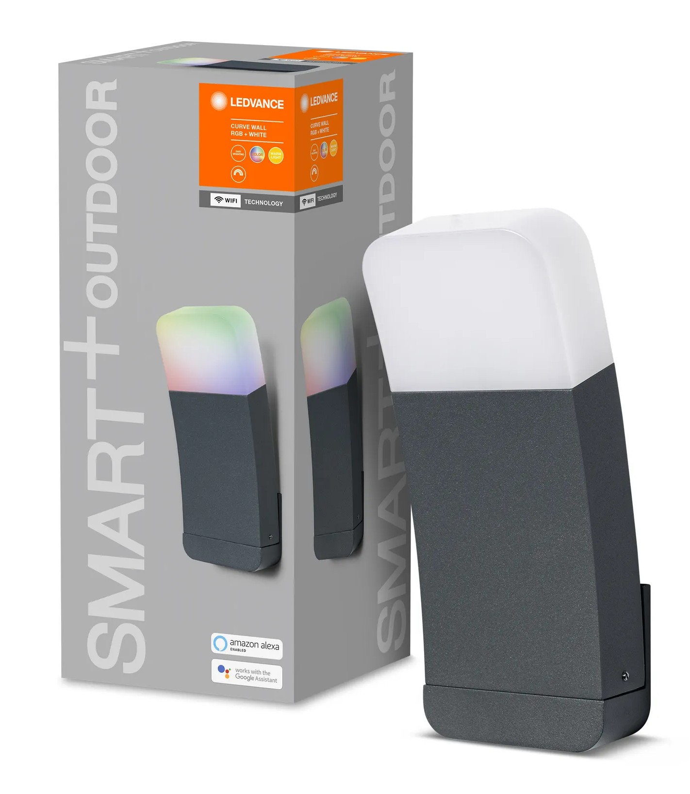 LEDVANCE SMART+ WiFi CURVE DG LED Außenwandleuchte RGBW, Dunkelgrau, dimmbar, IP44
