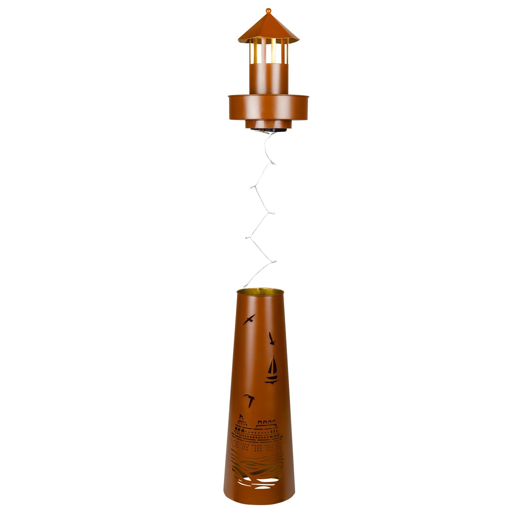 Leuchtturm aus Metall 80 cm mit LED & Timer | Gartendeko
