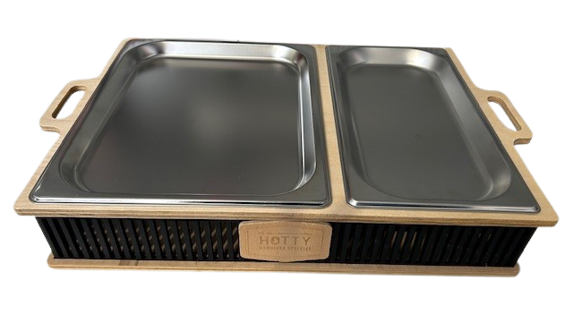 Hotty Legacy Double Warmhalteplatte mit Teelicht zum Grillen - Speisenwärmer Hotty Legacy Double Warmhalteplatte mit Teelicht zum Grillen - Speisenwärmer