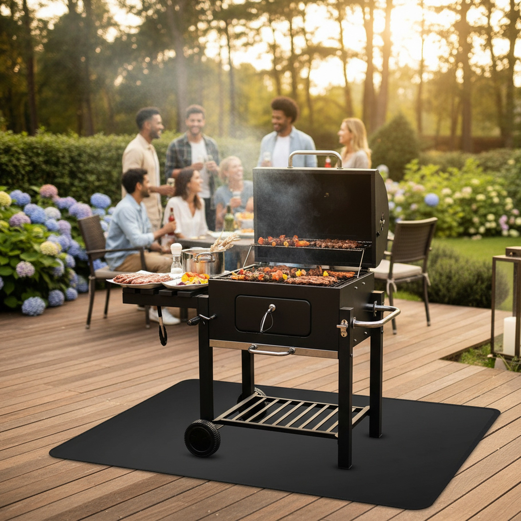 Bodenschutzmatte Grill 96,5 x 127 cm | Hitzeschutz bis 300 °C