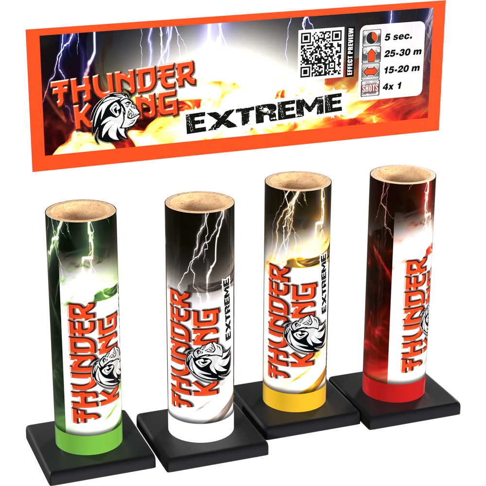 Feuerwerk Thunder Kong Extreme-Batterie, 4 Schuss Feuerwerk Thunder Kong Extreme-Batterie, 4 Schuss