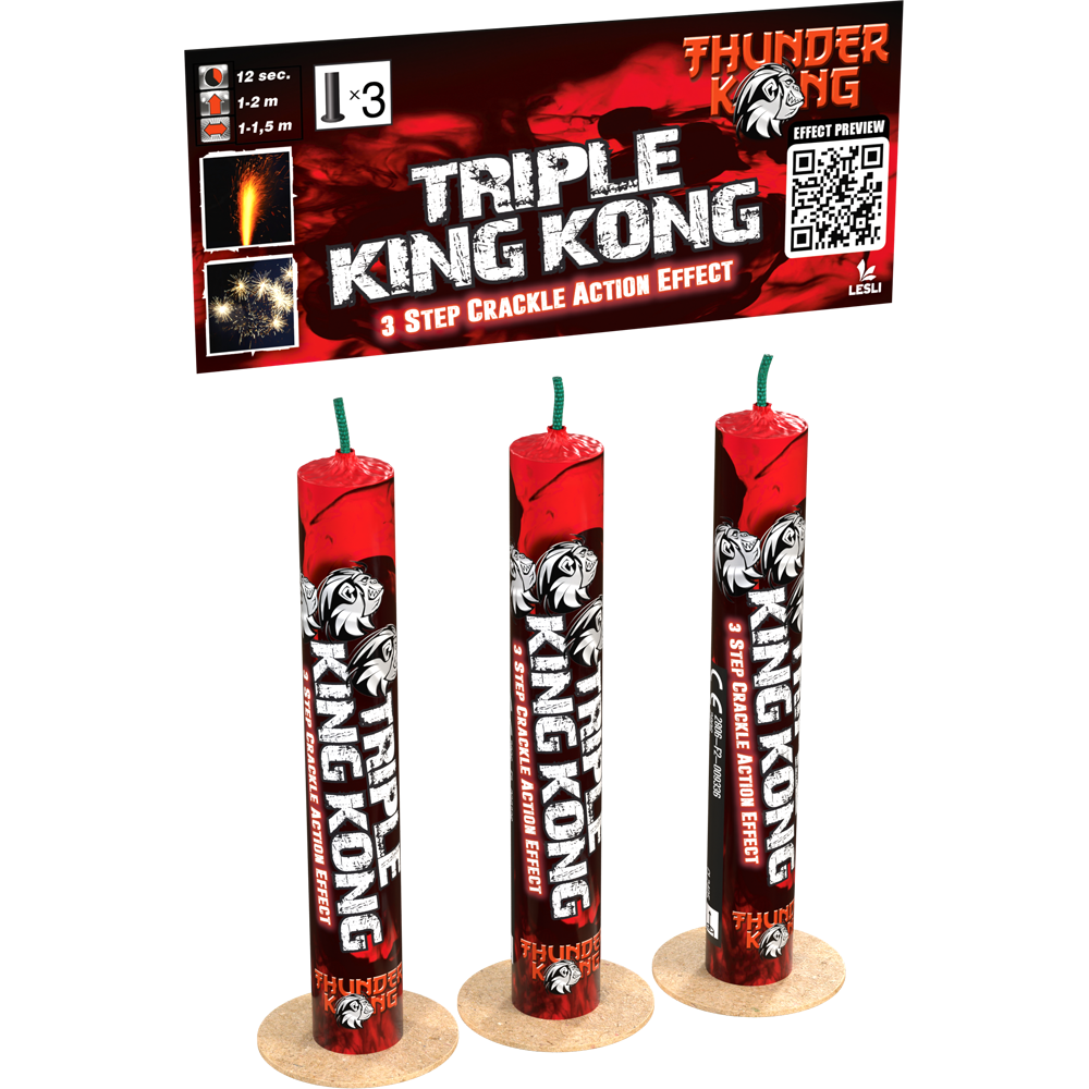 Feuerwerk Triple King Kong-Fontäne, 3er-Pack Feuerwerk Triple King Kong-Fontäne, 3er-Pack